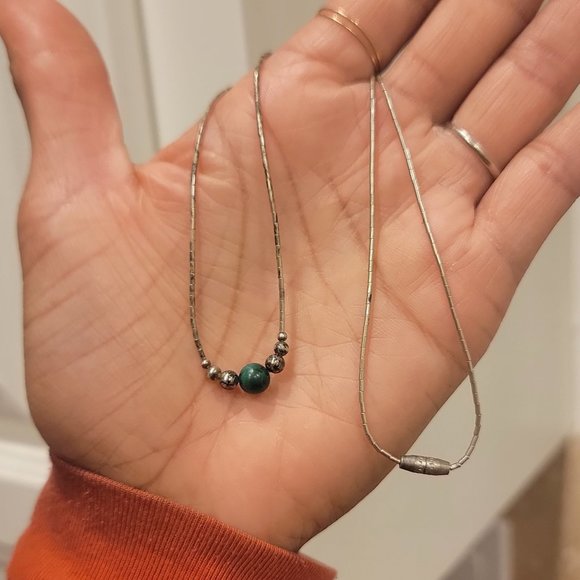 Vintage Native American handmade sterling balls, malachite ball, liquid silver h - Picture 10 of 14